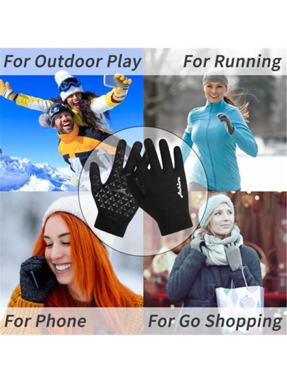 Touchscreen Gloves Winter Knit Warm Stretch Anti Slip Texting Driving - Picture 6 of 6